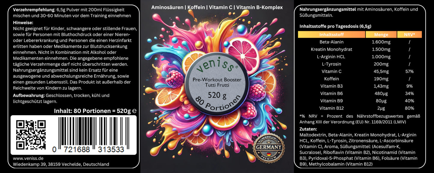 Pre-Workout Booster - Geschmack: Tutti Frutti